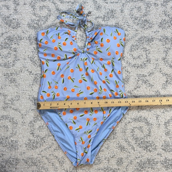 Seafolly Bandeau One Piece Halter Blue w/ Orange Print Size 8 Summer Crush NWT - Picture 5 of 10